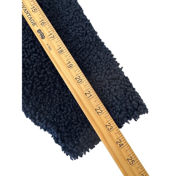 J.CREW Navy Blue Teddy Sherpa Coat with Collar & Pockets - Warm Cozy Luxe! Sz L - Picture 10 of 13